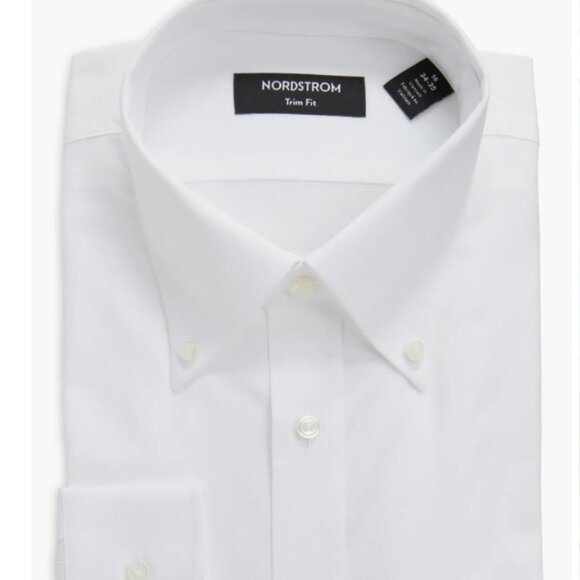 Nordstrom Trim Fit Royal Oxford Solid Dress Shirt - size 15 32 / 32 NWT - Picture 1 of 6